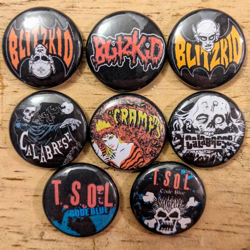 Horrorpunk bands 1 inch set of 8 pinback buttons